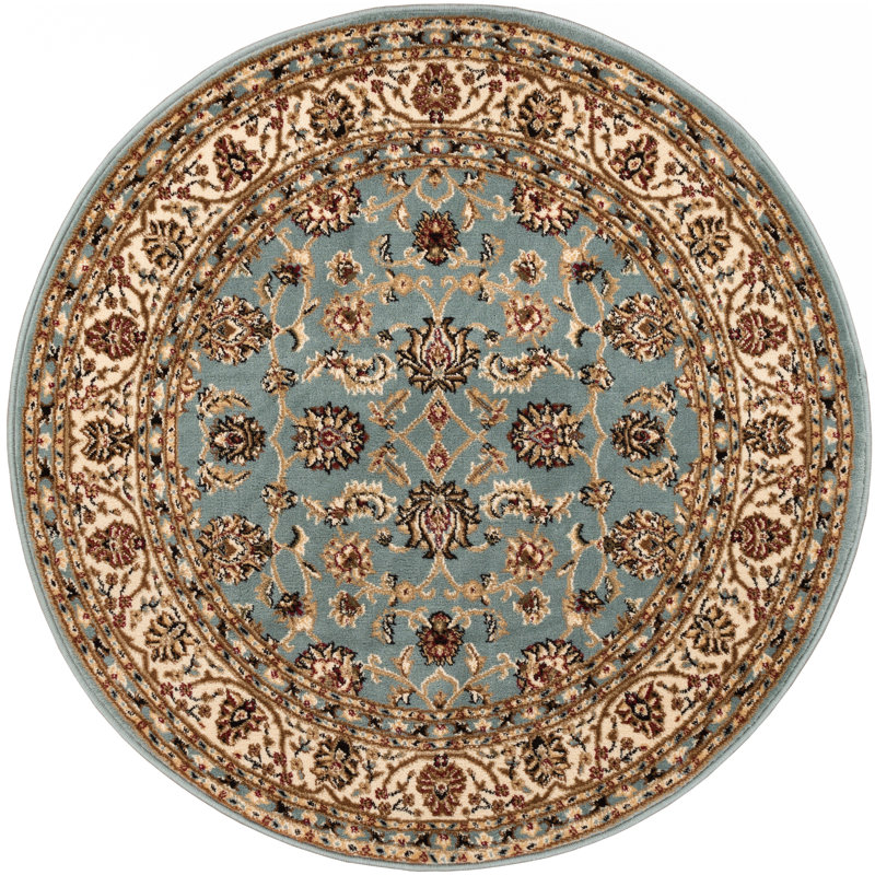 Leilla Sarouk Light Blue Traditional Rug, Round 5'3"