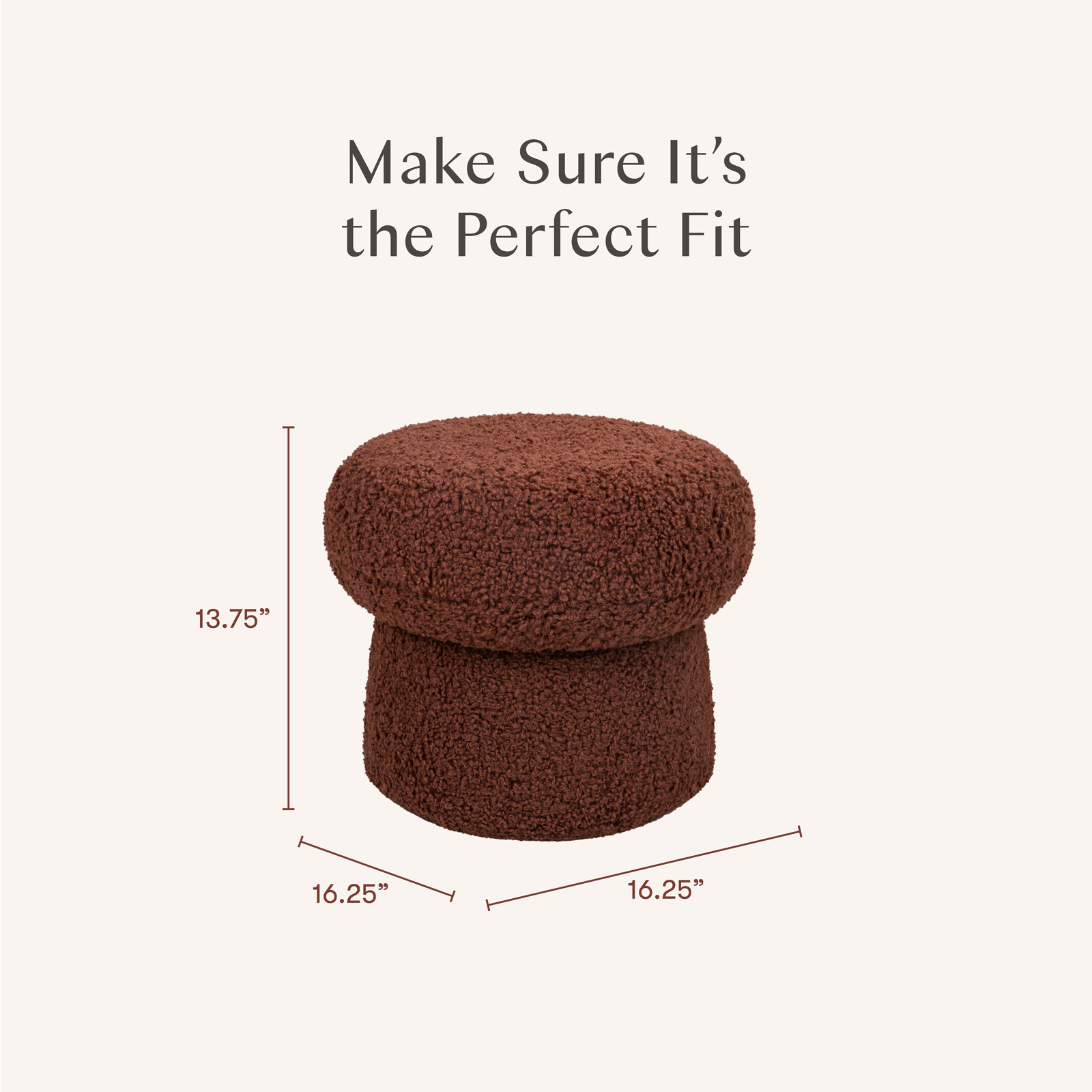 Mushroom Pouf, Rouge Teddy Loop, Mini