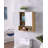 Bathroom Wall Cabinet With Double - Door, Bottom Shelf, Wavy - Patterned Doors, Adjustable Inner Shelf, Easy Installation, White & Natural Wood