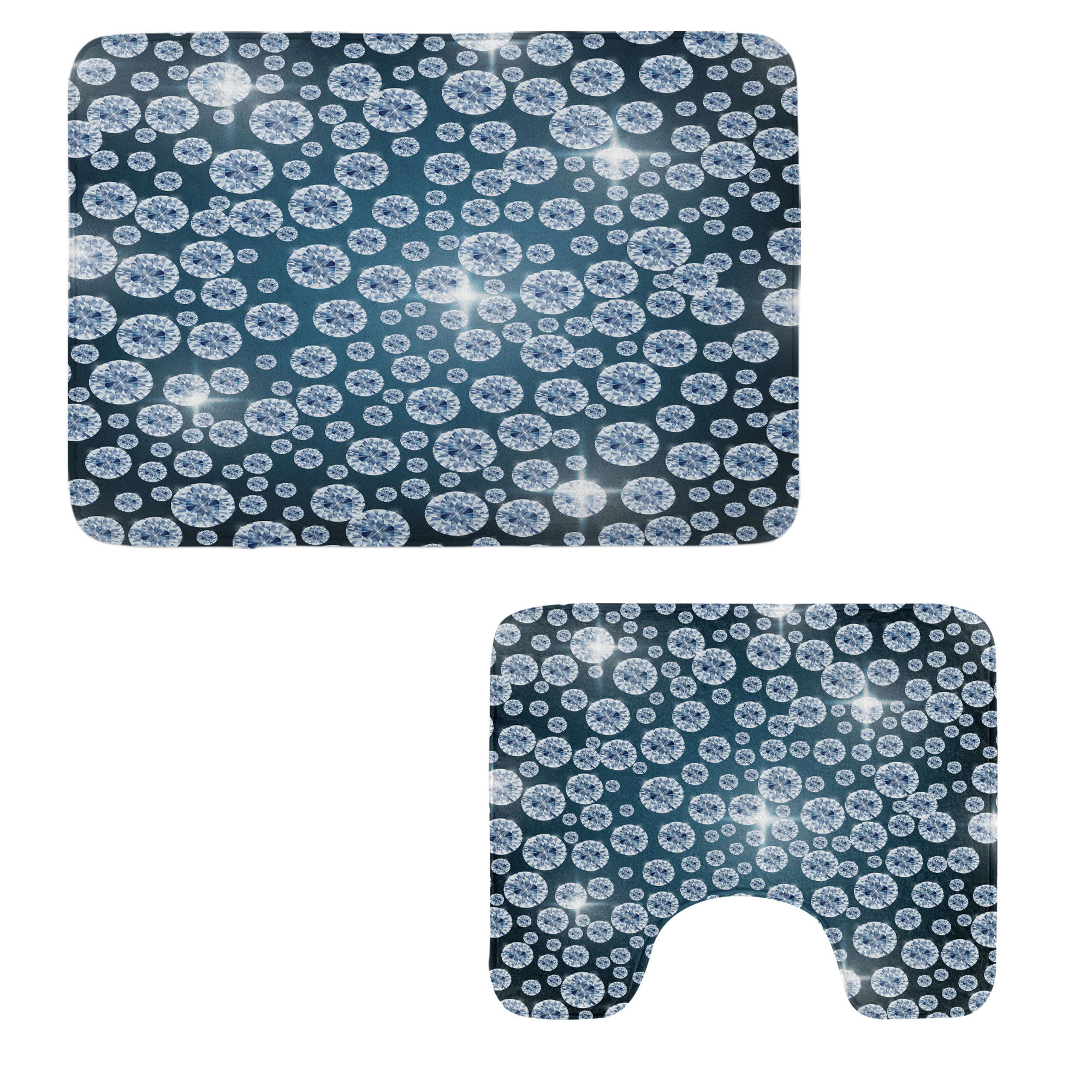 East Urban Home Grey Bathroom Rug Set 2 Pieces Rectangle & Contour Mats ...