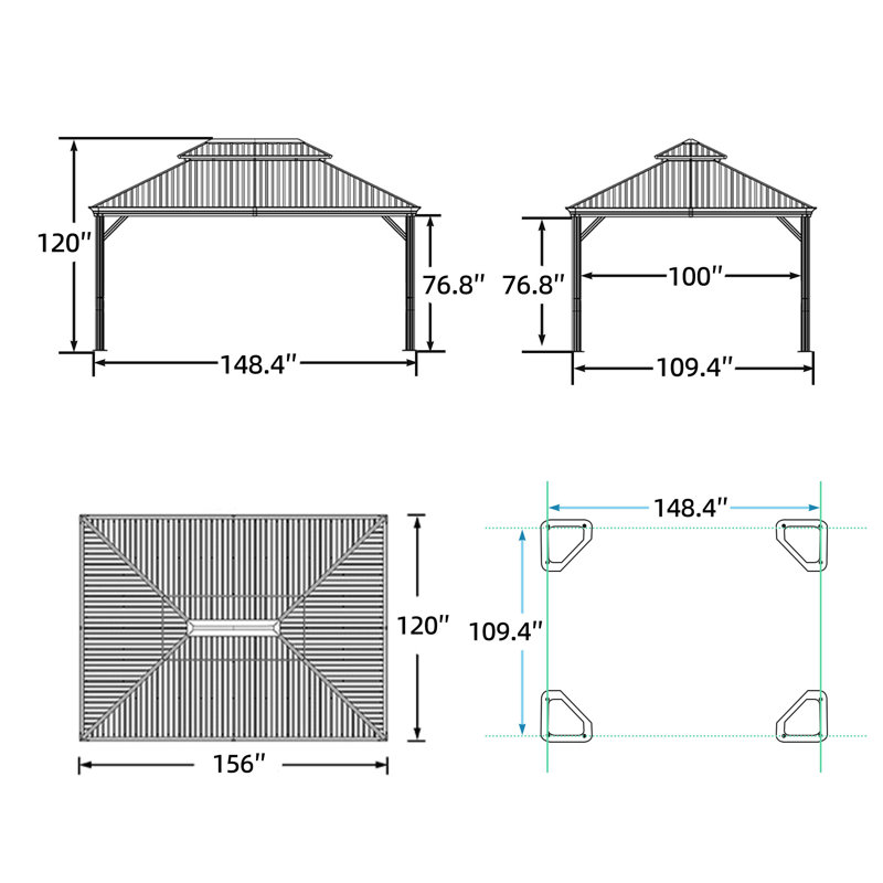Pavillon de jardin à toit rigide mauve avec lumières de 48 pi, 10 pi x 13 pi