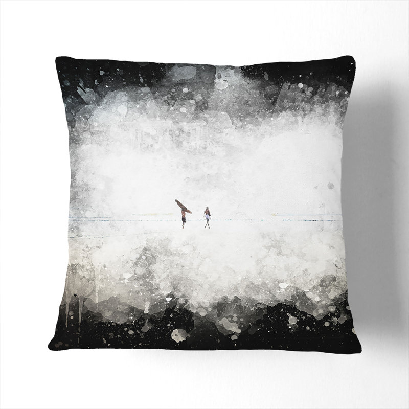 Heading to the Surf Paint Splash Cushion with Filling, 40cm H x 40cm W x 15cm D
