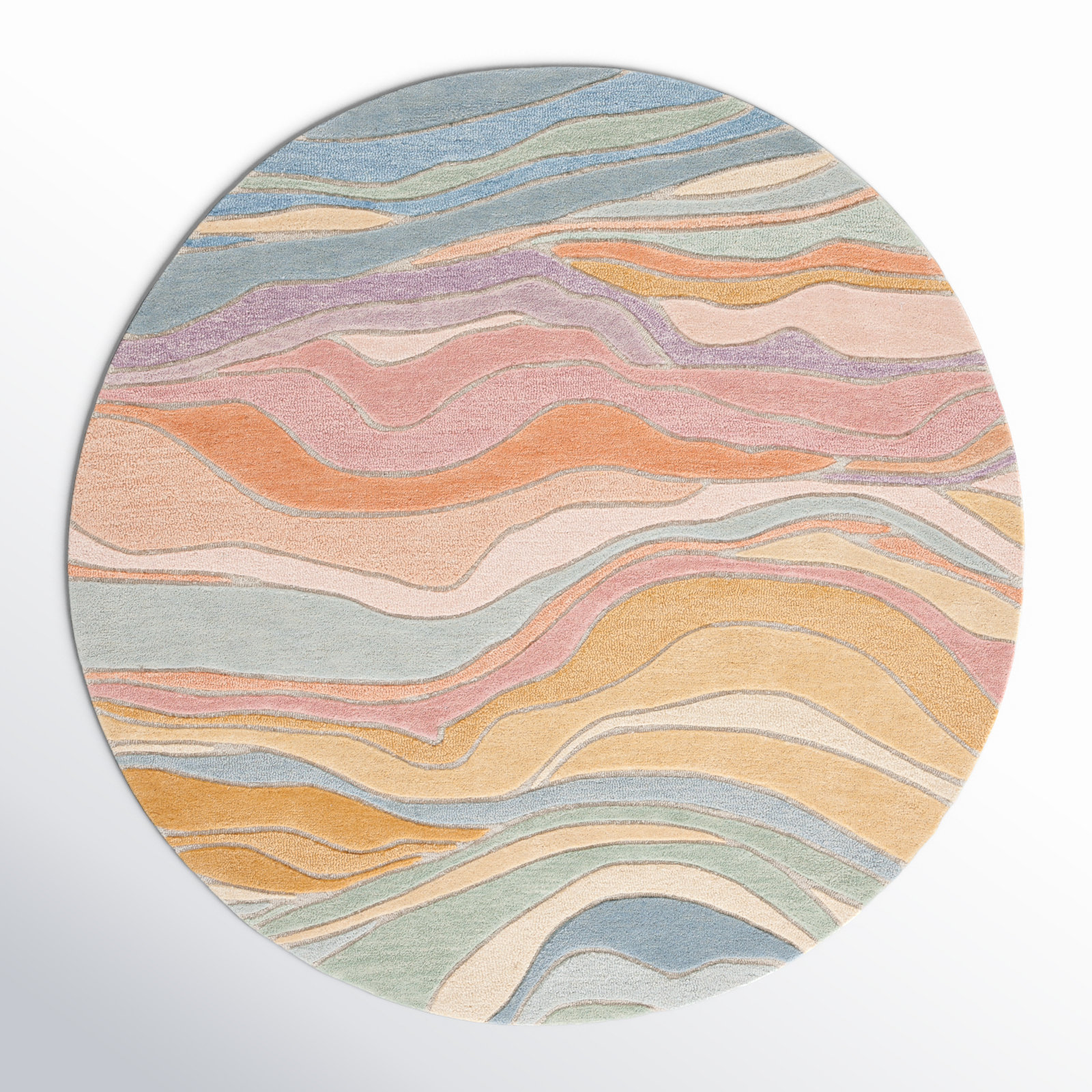 Hand-Tufted Abstract Rug, Round 8'
