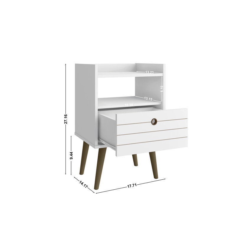 Helaina 17.71'' W Nightstand, White