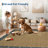 Floral Bordered Machine Washable Rug with Non-Slip Backing Non-Shedding Foldable Soft Low Pile Indoor Carpet-480044382