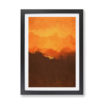 'Orange Sunset Abstract Art' - Picture Frame Painting Print on Paper