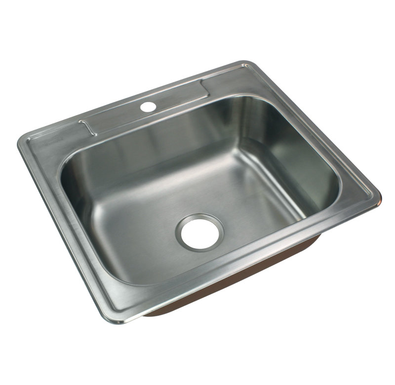 Classic 25'' L Single Bowl Stainless Steel Kitchen Sink, 1-Hole