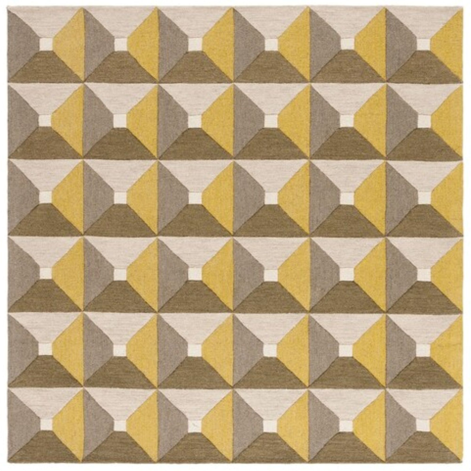 Gilderoy Gold Gray Hand-Tufted Wool Rug, Square 6'