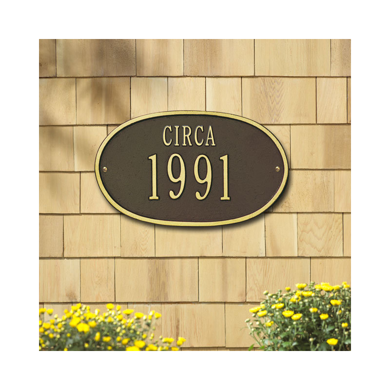 Date 2-Line Wall Address Plaque, Bronze and Gold