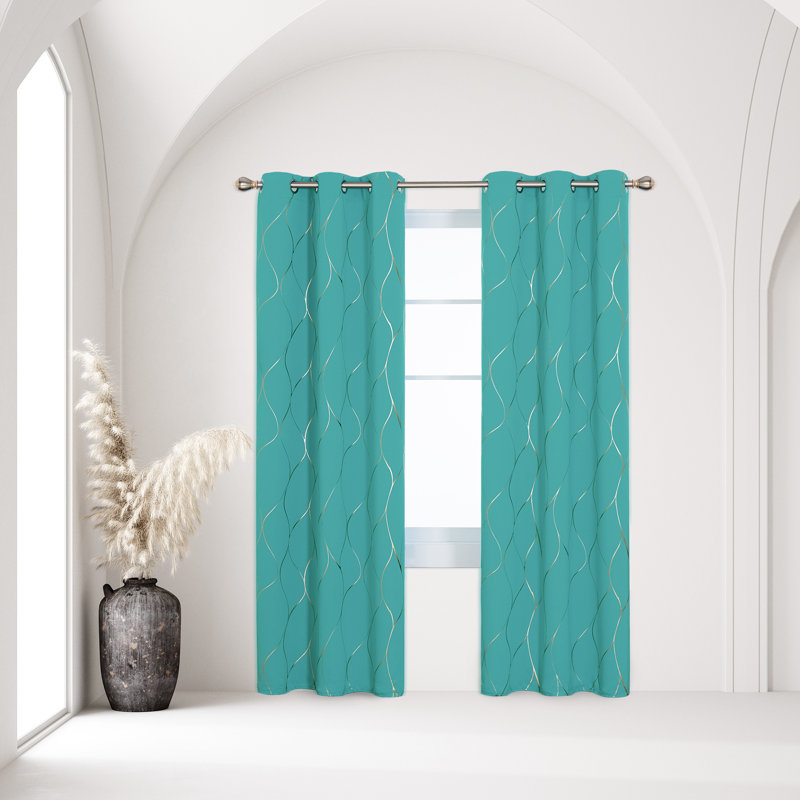 Boulus Room Darkening Curtain Panel Pair, Turquoise, 42" W x 54" L