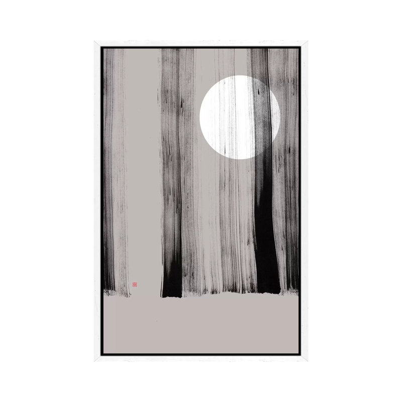 Hidden Moon I (Behind The Trees) by Thoth Adan - Print on Canvas, 66.04cm H x 45.72cm W x 3.81cm D, White Floater Framed