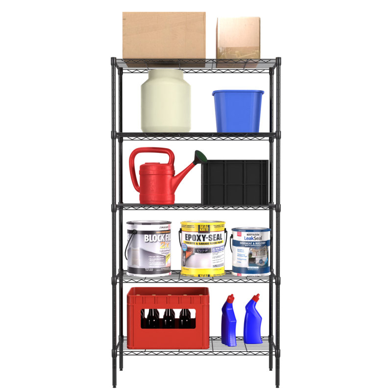 Suvam 36'' W Metal Shelving Unit, Black