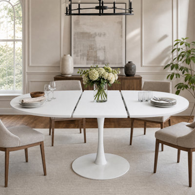 Extendable Oval Dining Table With Pedestal Base