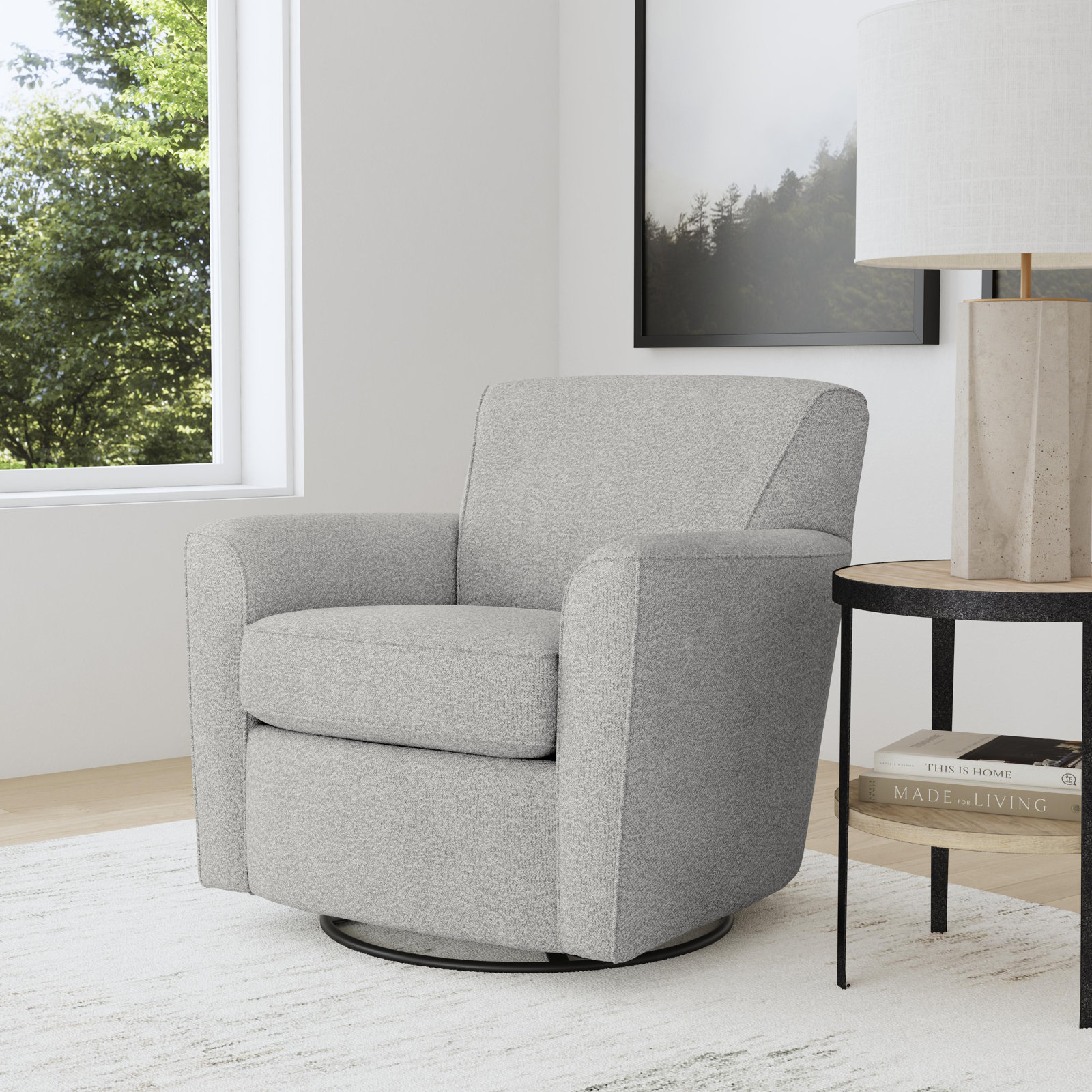 Monarch Swivel Armchair, Cream Performance