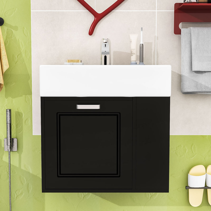 Meuble-lavabo moderne flottant avec lavabo facile d'entretien, Noir