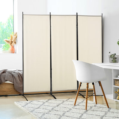 Paravent 6 panneaux 3 panneaux. Clôture d'intimité beige. Pliable à double charnière. Structure en métal. Gain de place. H 72,65 po x L 99,5 po x P 20,01 po.
