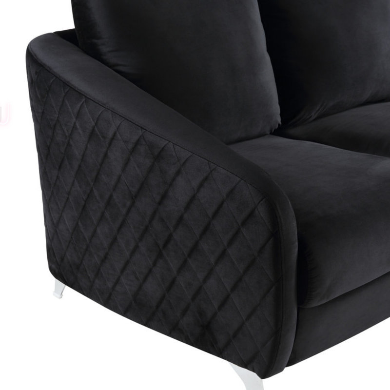 Causeuse moderne chic en velours noir Livia