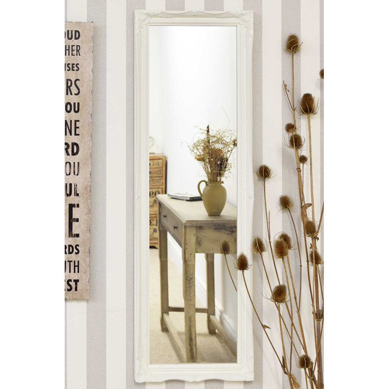 Alexandro Wood Flat Mirror, 122cm H x 41cm W, White