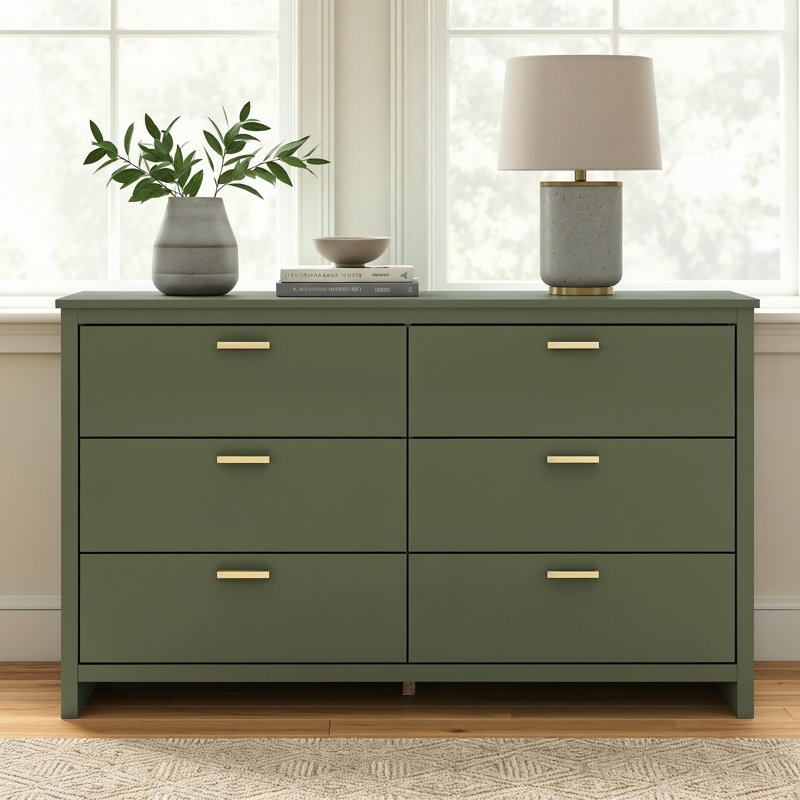 Bonnie 6 Drawer Chest of Drawers, Kale Green