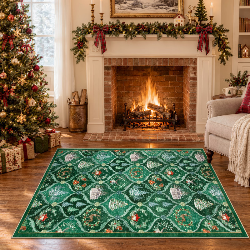 Tapis lavable antidérapant Laraven Christmas, Rectangulaire 3 pi x 5 pi