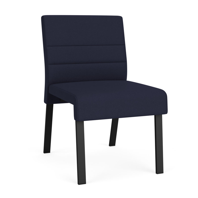 Chaise d'invité sans accoudoirs Waterfall, Noir, Portes ouvertes en tissu bleu marine