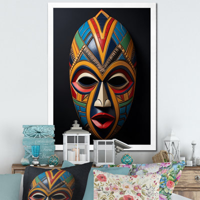 Jeilene, tribal africain, masque Akan I - art mural tribal africain