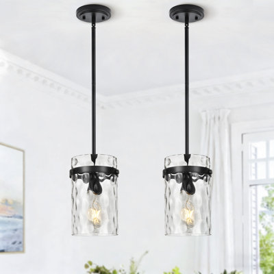 (Ensemble de 2) Luminaire suspendu industriel en verre 1 lumière 5,1 "pour îlot de cuisine, au-dessus de l'évier