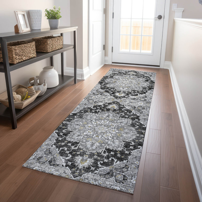 Premium Machine Washable Barayon AMF93 Gray Rug, Runner 2'3" x 7'6"