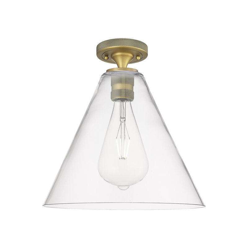 Saavedra - 1 Light Berkshire Flush Mount, Clear, 9.63" H x 12" W x 12" D, Polished Nickel