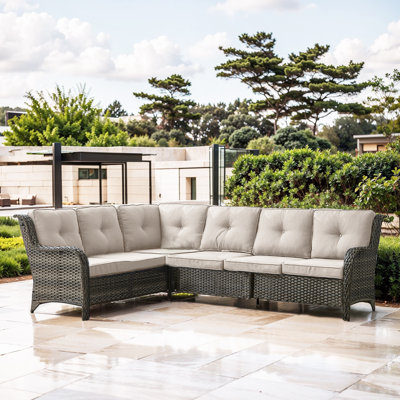 Deb 105.42" Polyethylene (PE) Wicker Outdoor Patio Sectional Set With Cushions by Red Barrel Studio
