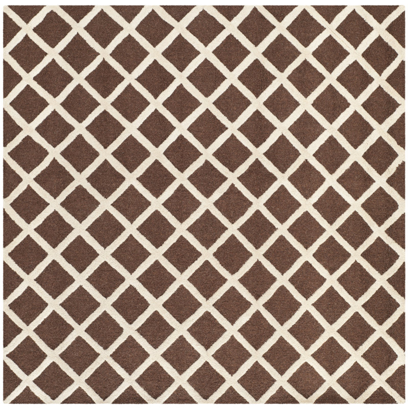 Sanyla Hand Tufted Wool Geometric Rug, Square 8'