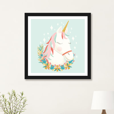 «Unicorns and Flowers I» par Noonday Design - reproduction d'art