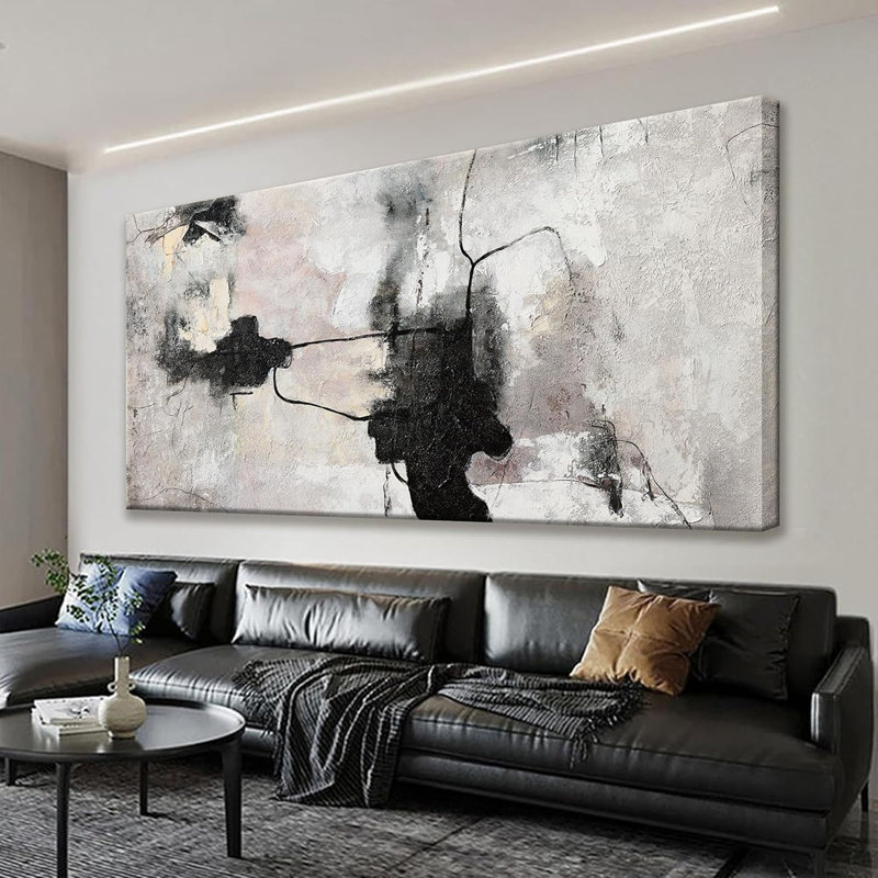 Black And Off-White Abstract Wall Art Minimalist Canvas Art Wall Decor Paintings Artwork For Walls Modern Abstract Art Prints Picture For Bedroom Hallway Office Home Wall Decor 20 X 40 In