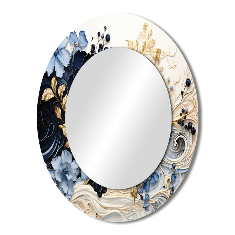 Liquide à encre liquide Spiralscape I - Miroir mural moderne ovale, 43 po x 33 po