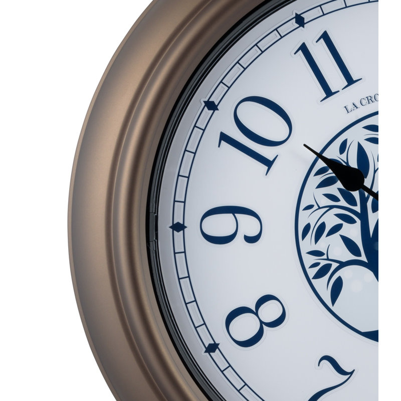 Bronze 18" Weather-Resistant Analog Wall Clock with Night Light