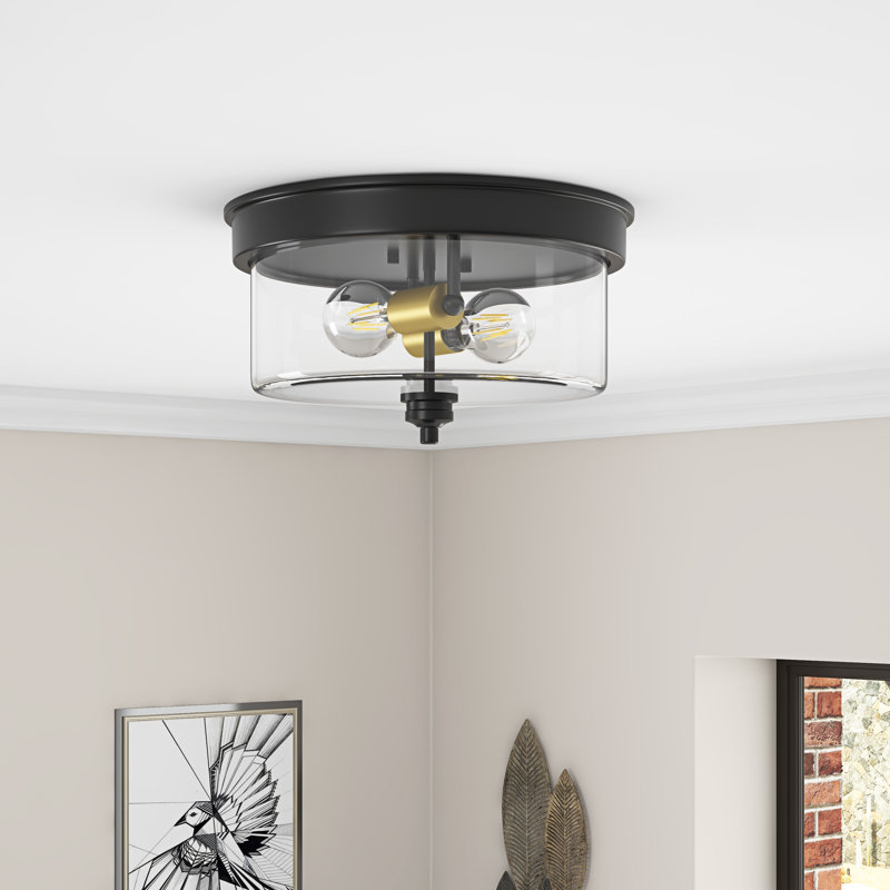Lallemand 2-Light Dimmable Classic Black Finish Flush Mount Light Fixture