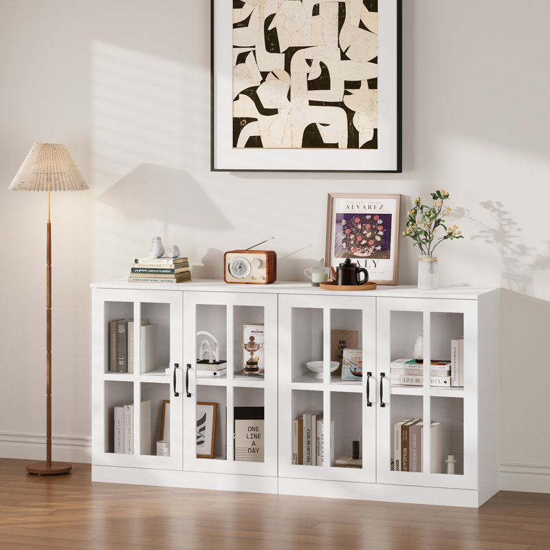 31.5W X 31.5H Accent Cabinet With Glass Doors, White