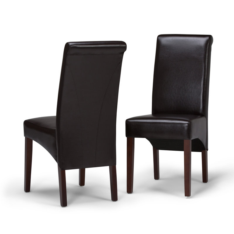 Chaise de salle à manger rembourrée Avalon avec dossier incurvé ergonomique de style moderne Avalon, Brun Tanners