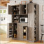 Buffet traditionnel autoportant avec huche, grande armoire de rangement pour garde-manger, armoire latérale coulissante et tiroir pour la vie organisée