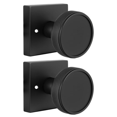 Black Dummy Door Knob, Matte Black Non-Turning Interior Door Knob, Decorative Door Handle for Closet, Pantry, Bedroom, or French Doors, Round Door Knob (1 Pair/2 Pieces)