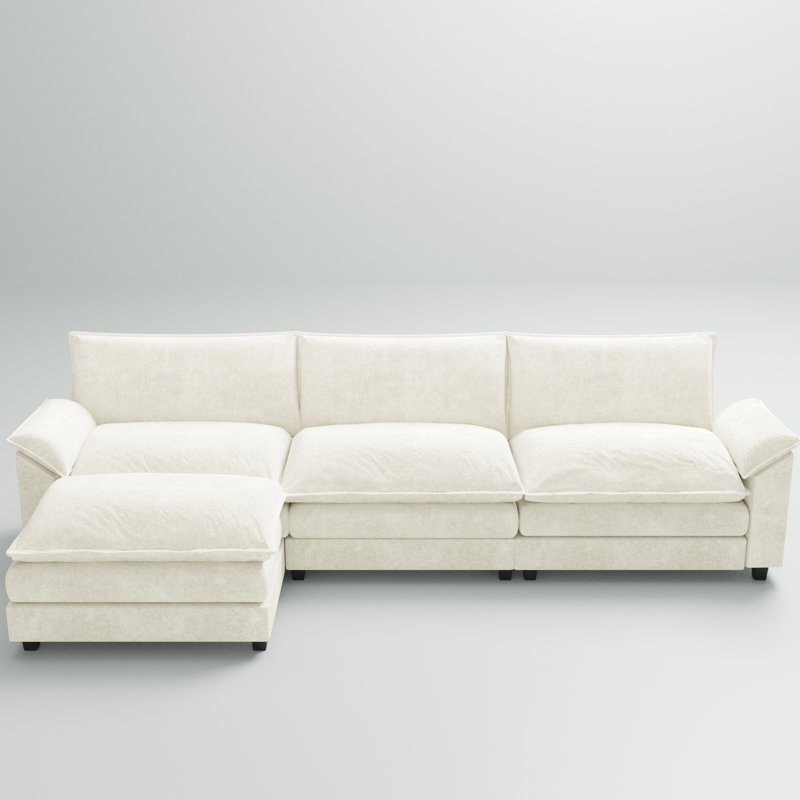 Canapé modulaire rembourré en L 4 pièces 118,9 po Arlynda, Blanc