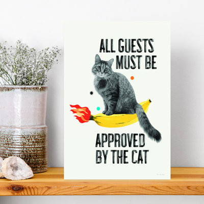 Approuvé par le chat, art mural abstrait contemporain fantaisiste