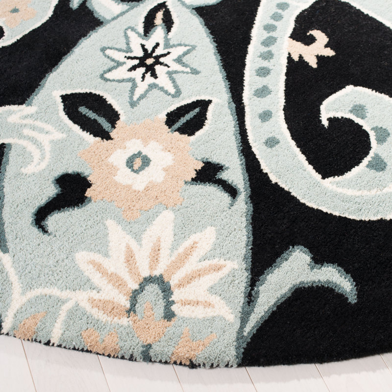 Tapis noir en laine touffeté à la main Amory, Carré 7 pi