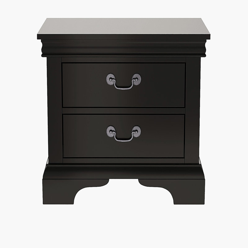 Table de chevet classique en bois noir, Noir