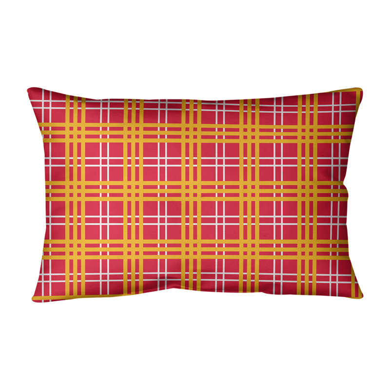 Housse de coussin Luxury Kansas City, Rouge / blanc / or, Cuir / Suède