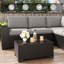  Ensemble de meubles de patio 6 pièces, ensemble de conversation modulaire en rotin noir-714796603-714796606