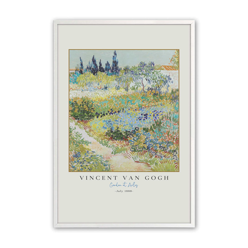 «Van Gogh's Garden at Arles v3», reproduction dans un cadre blanc, 14 po x 11 po, Blanc opaque, H 15 po x l 12 po