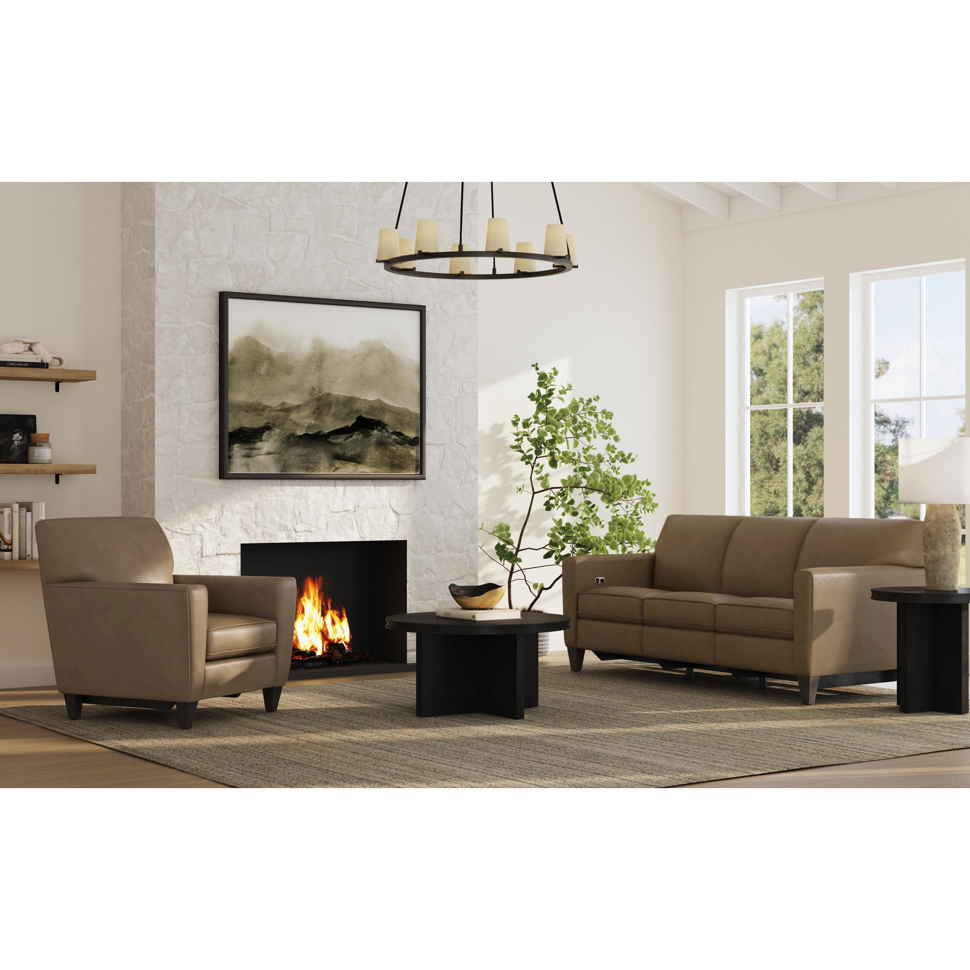Osmin Foster Power Incliner, Brown Top Grain Leather