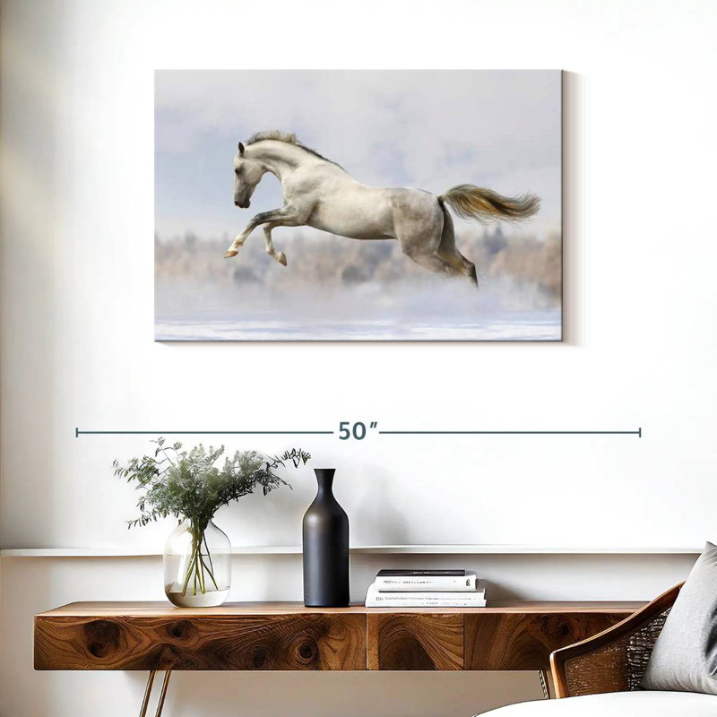 Brampt Jumping White Stallion, 24" H x 36" W