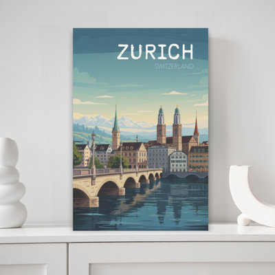 Zurich Switzerland Cityscape by Andreas Magnusson - Wrapped Canvas Print